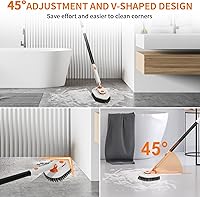 Vista 5 de Bathroom Scrub Brush with Long Handle, 3-in-1 Tub and Tile Cleaner with 5 Replaceable Heads for Shower, Floor & Wall Cleaning