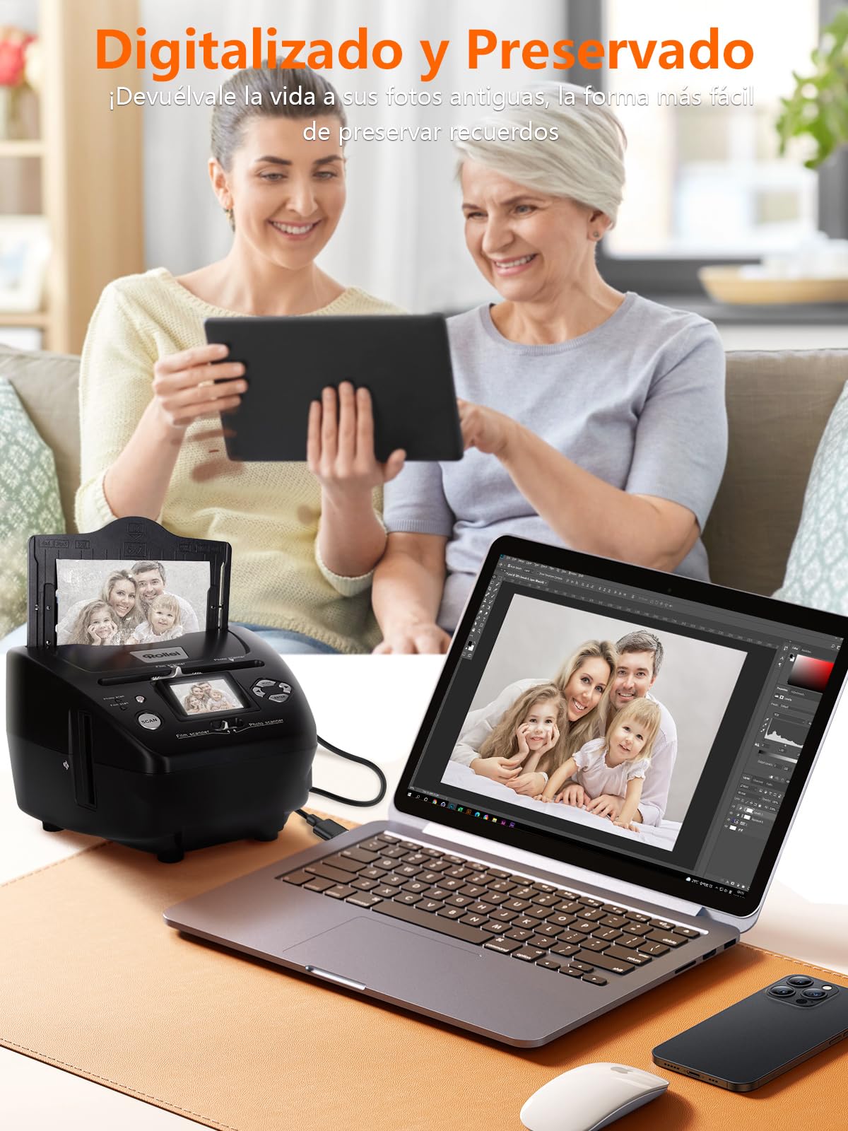 Rollei PDF S 240 SE Escáner Fotos, Convertidor de Diapositivas y Negativos Fotográficos 35mm 135 Fotos (3R/4R/5R)/Tarjeta de Visita a Digital de Ordenador, Escaner-Negativo-Diapositiva-Foto-Scanner
