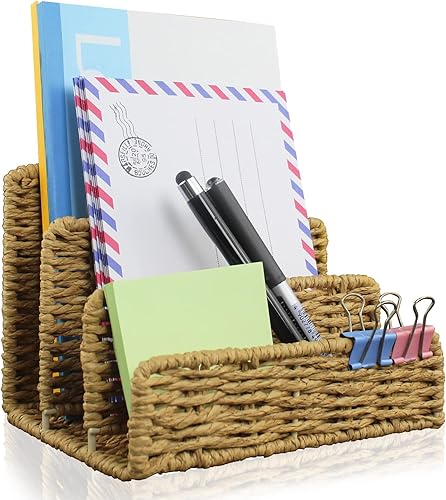 Miniatura 1 de IMAYLLA Organizador de archivos tejido y organizador de almacenamiento de libros de revistas con kit organizador de portalápices