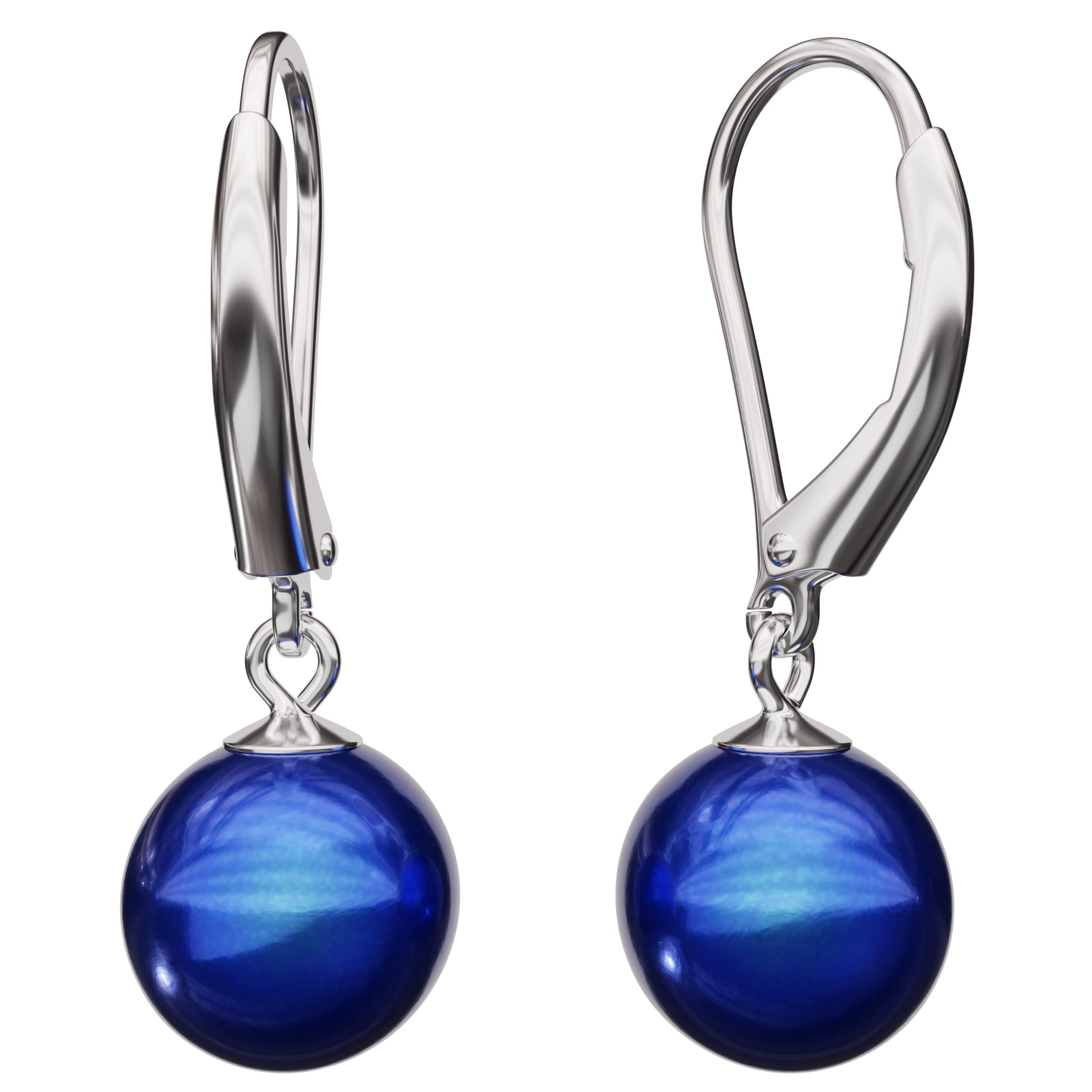 Lova Jewelry Pearl Drop Earrings Leverback Hoop Earrings for Women