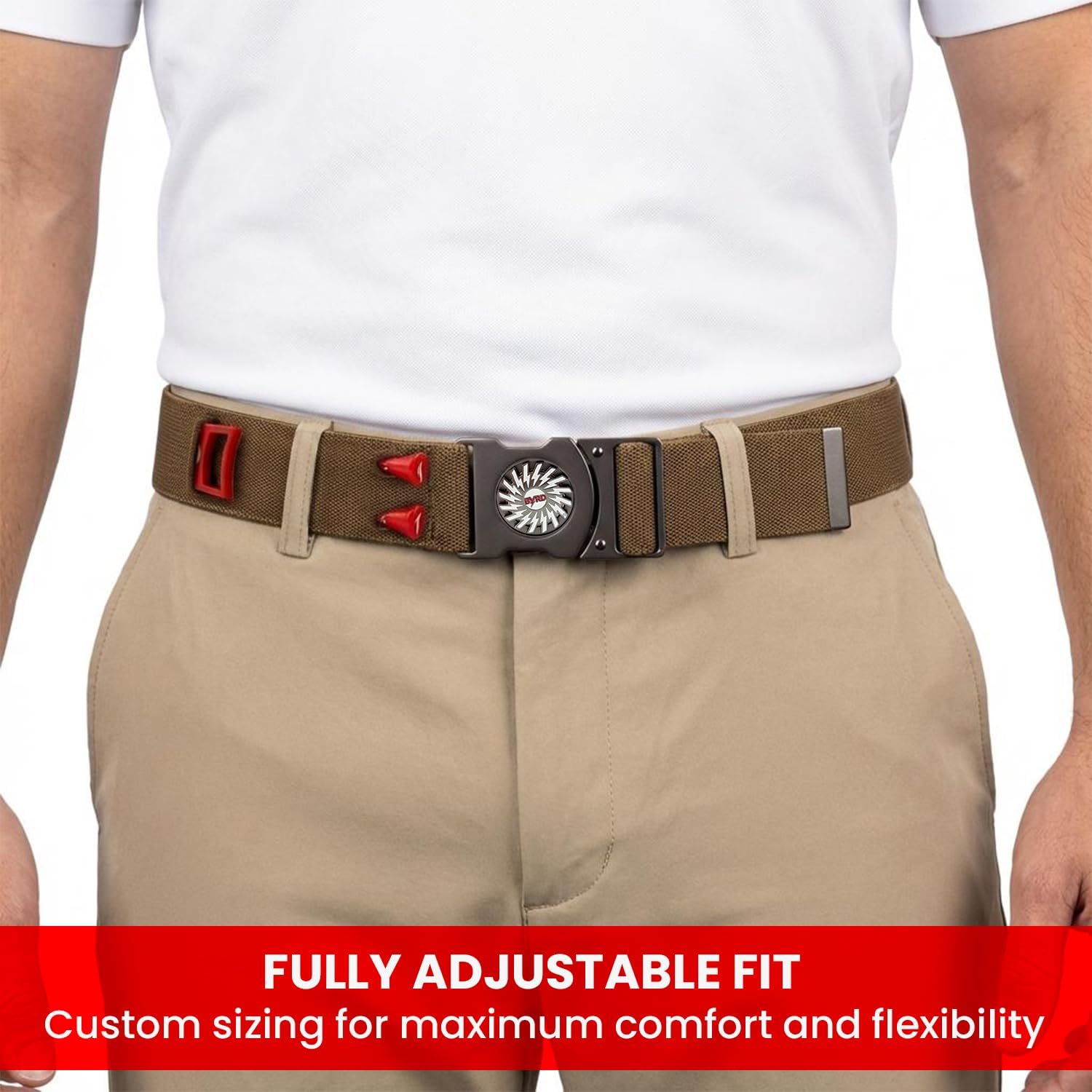 The Byrd Belt - Reversible Golf Belt with Ball Marker, Tee Sheath & Divot Tool for Men - On & Off Course Adjustable up to 44”