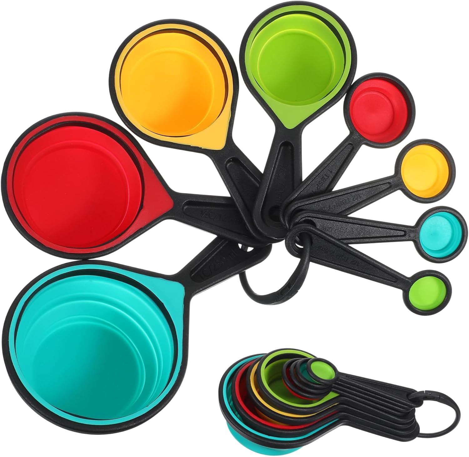 8PCS Silicone Measuring Spoons and Cups Set Adjustable Folding