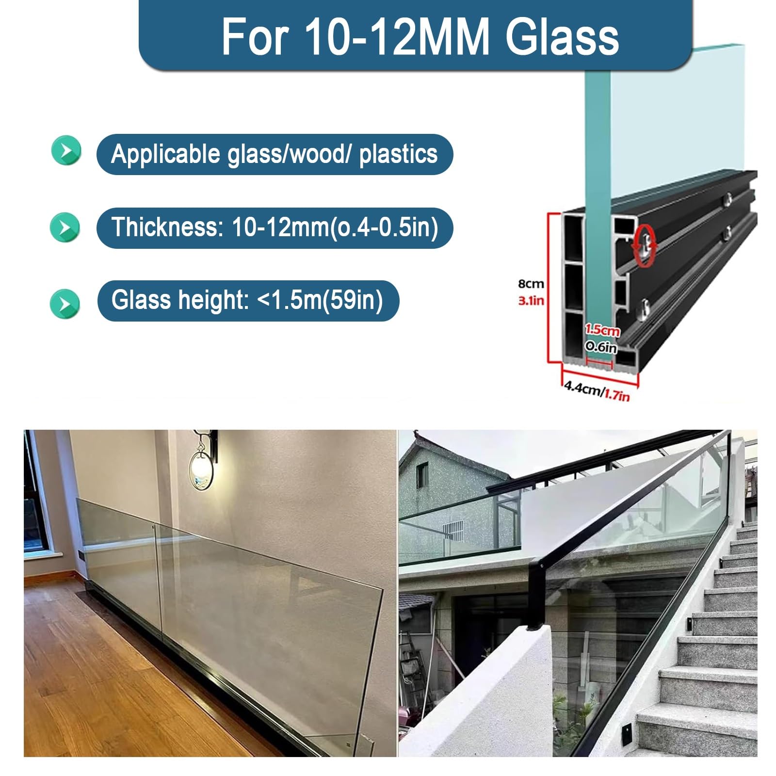 Aluminiowe czopy do balustrady szklanej – trwałe wsporniki montażowe do tarasów, tarasów, schodów i basenów