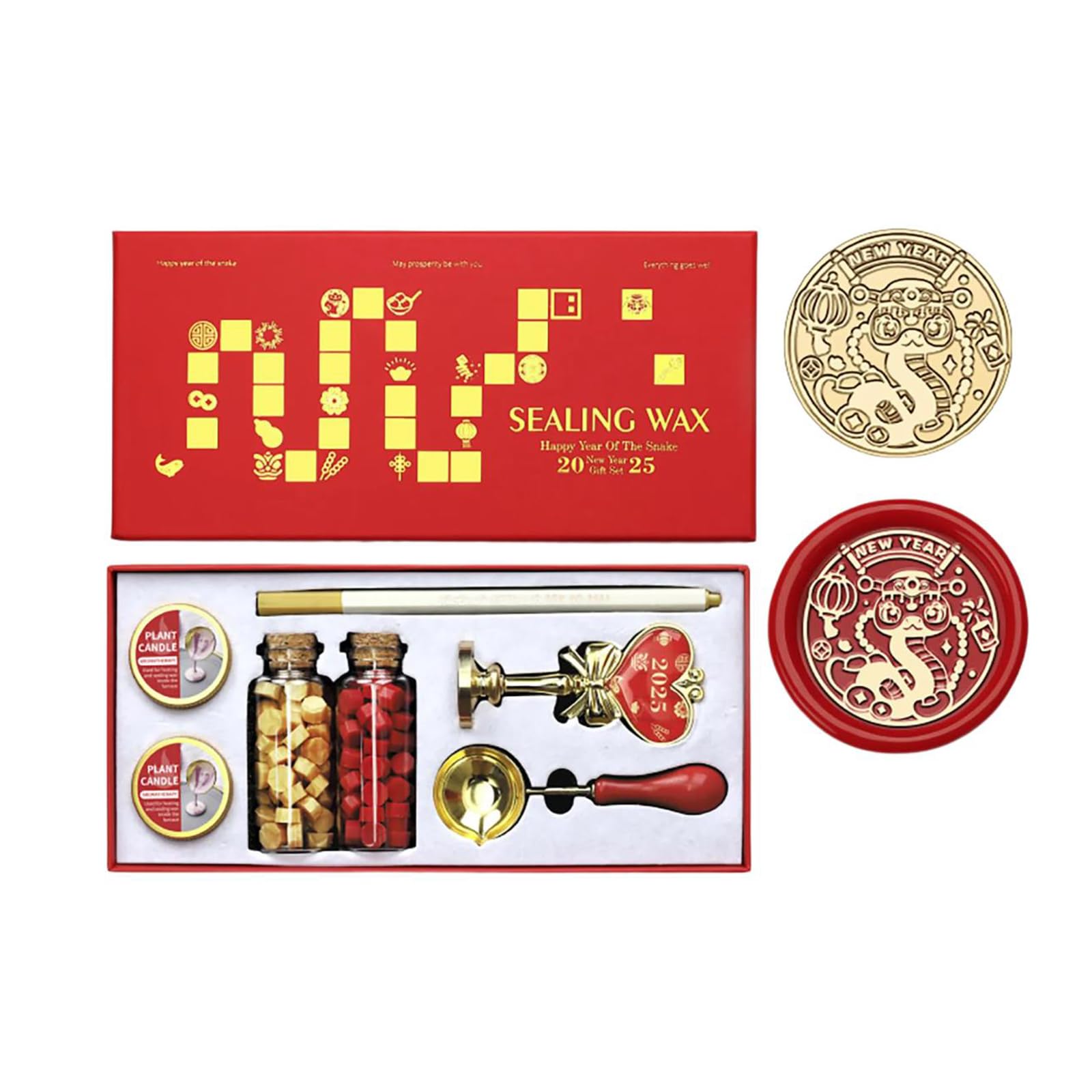 Yhplxyuus Year of the Snake Themed Seal Stamp Seal Beads Melting Spoon and Set for Envelope Card Party Invitation Decorative Envelope