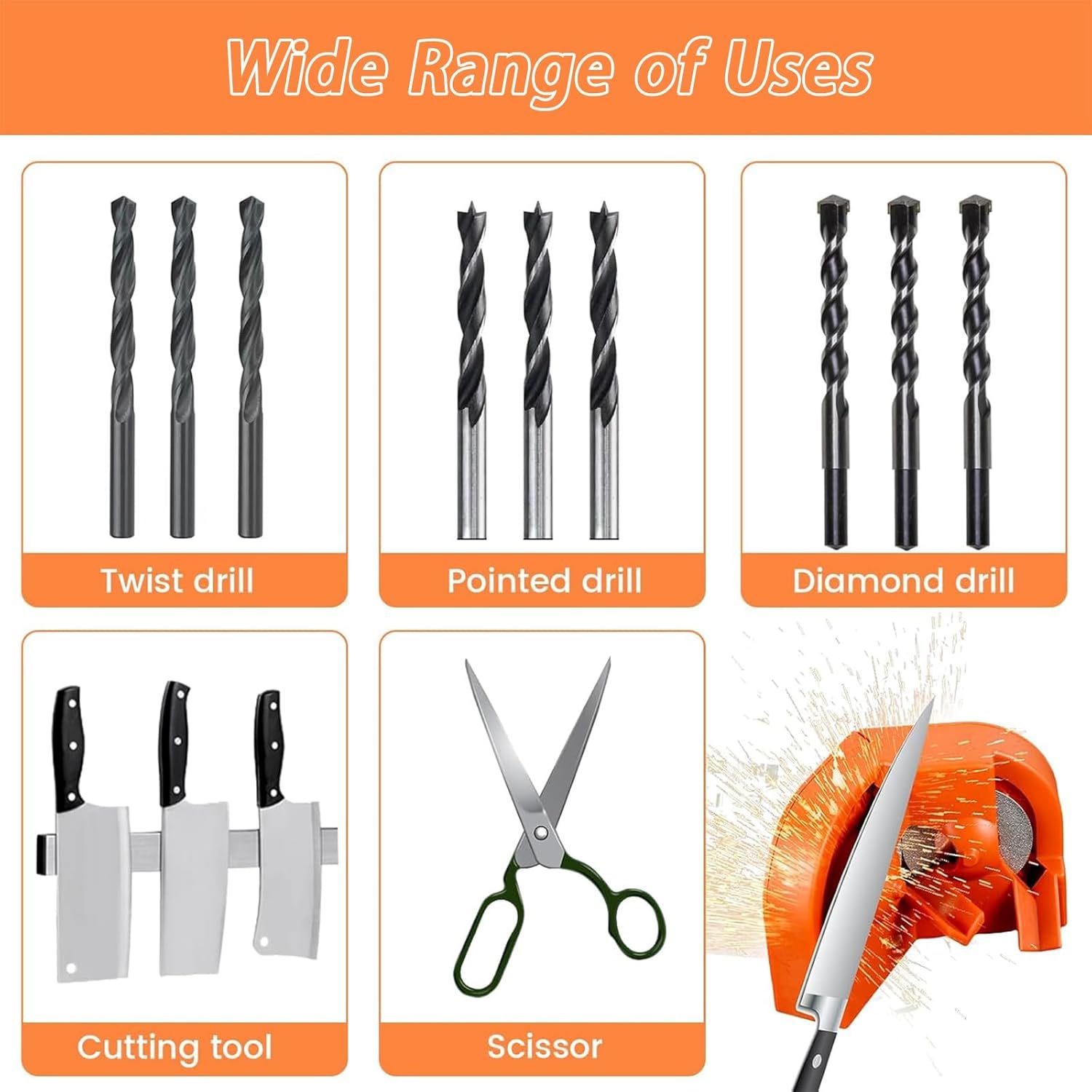Multifunction Drill Bit Sharpener, Drill Bit Sharpeners EffortlessGrinding, Electric Portable Drill DitGrinding Machine Compatible Withall Types of Drill Bits(B)