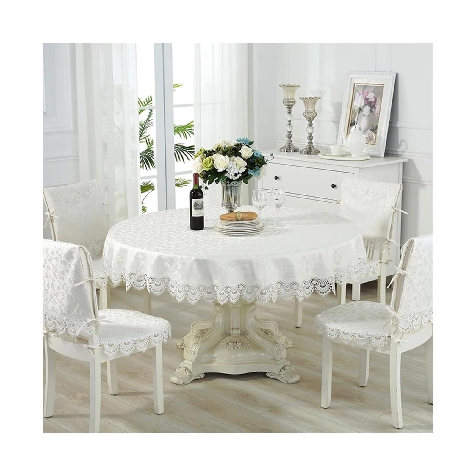 LuMOUzhou Folding Embroidery Lace Tablecloth Multicolor Round 85-230 cm for Dining(Color7,Diameter 85cm Round)