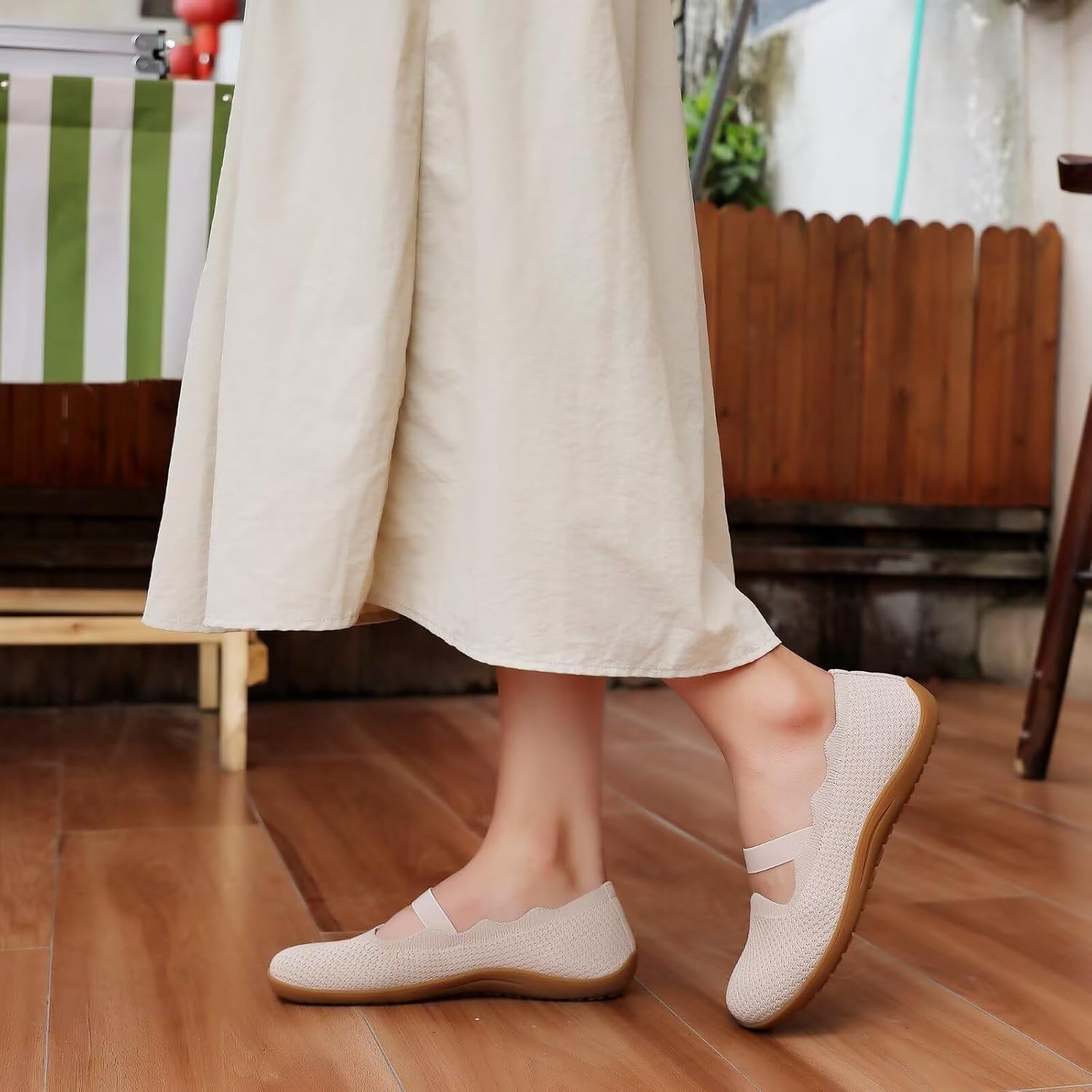 Women's Wide Toe Box Flats Knit Mary Jane Ballet Flats Wide Width Walking Dressy Shoes with Arch Support Comfortable - Image 3