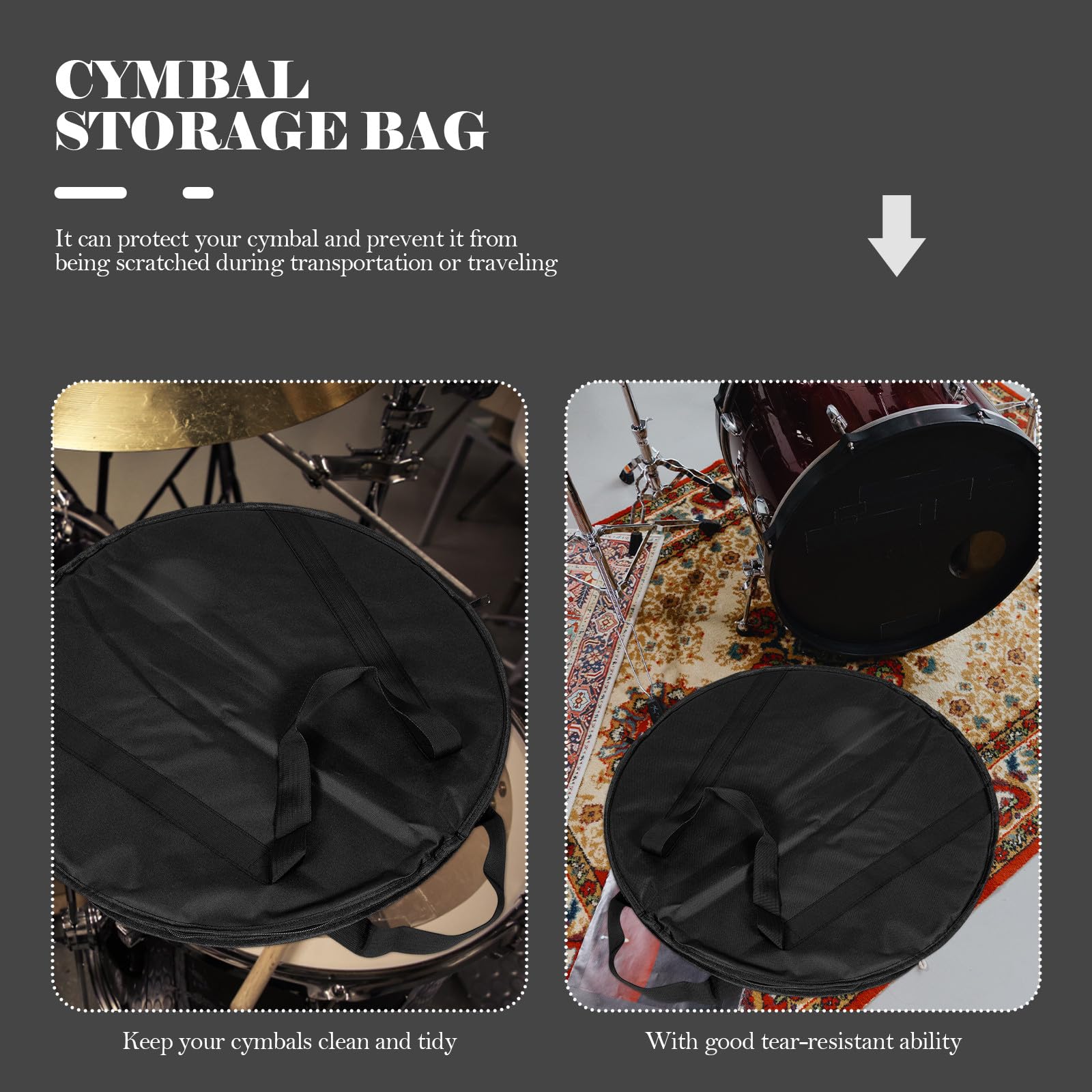 STOBAZA Bolsa para Platillos de Batería y Resistente al Desgaste, de Algodón Negro, Adecuado para Transporte y Viaje de Accesorios de Percusión