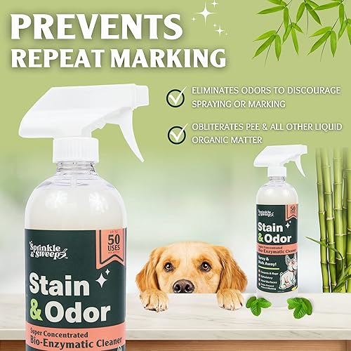 Miniatura 2 de Sprinkle & Sweep Eliminador de manchas y olores para mascotas, limpiador de bacterias y enzimas, eliminador de olores de mascotas para orina de
