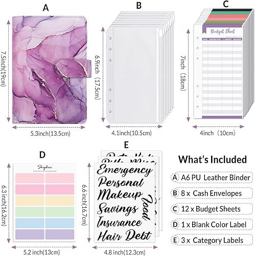 Miniatura 3 de SKYDUE Carpeta de presupuesto, carpeta de ahorro de dinero con sobres de cremallera, sobres de efectivo y hojas de presupuesto de gastos para