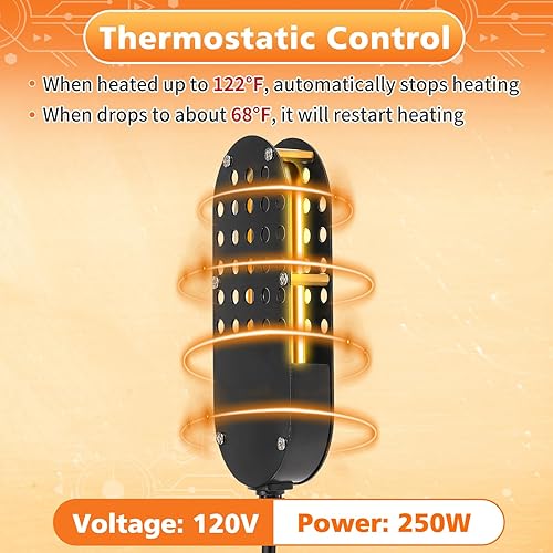 Miniatura 4 de Calentador sumergible para pollo, descongelador de agua de pollo con control termostático de 250 W, calentador de agua de aluminio para aves de