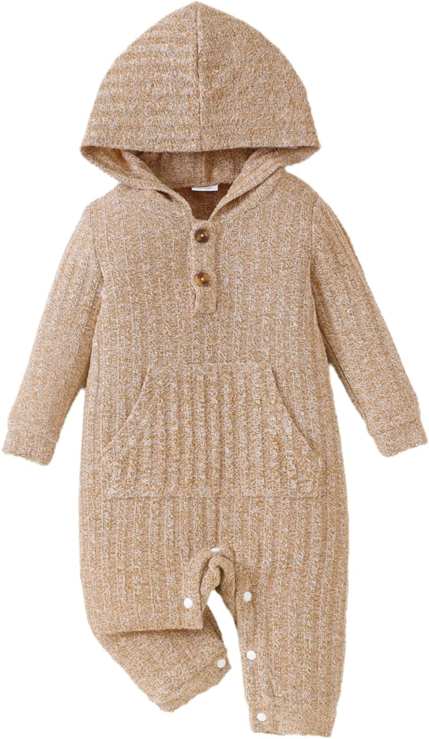 Newborn Baby Boy Clothes Cute Infant Boy Fall Outfits Baby Winter Hooded Romper Jumpsuit Bodysuit Winter Clothes