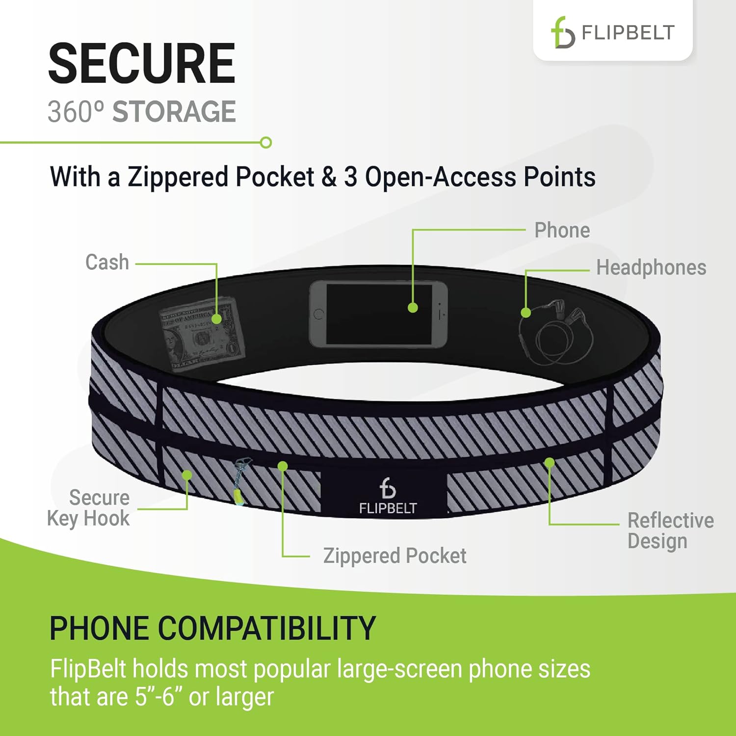 FlipBelt Zipper Running Belt, Waist Pack for Fitness and Running, US Company - Image 3