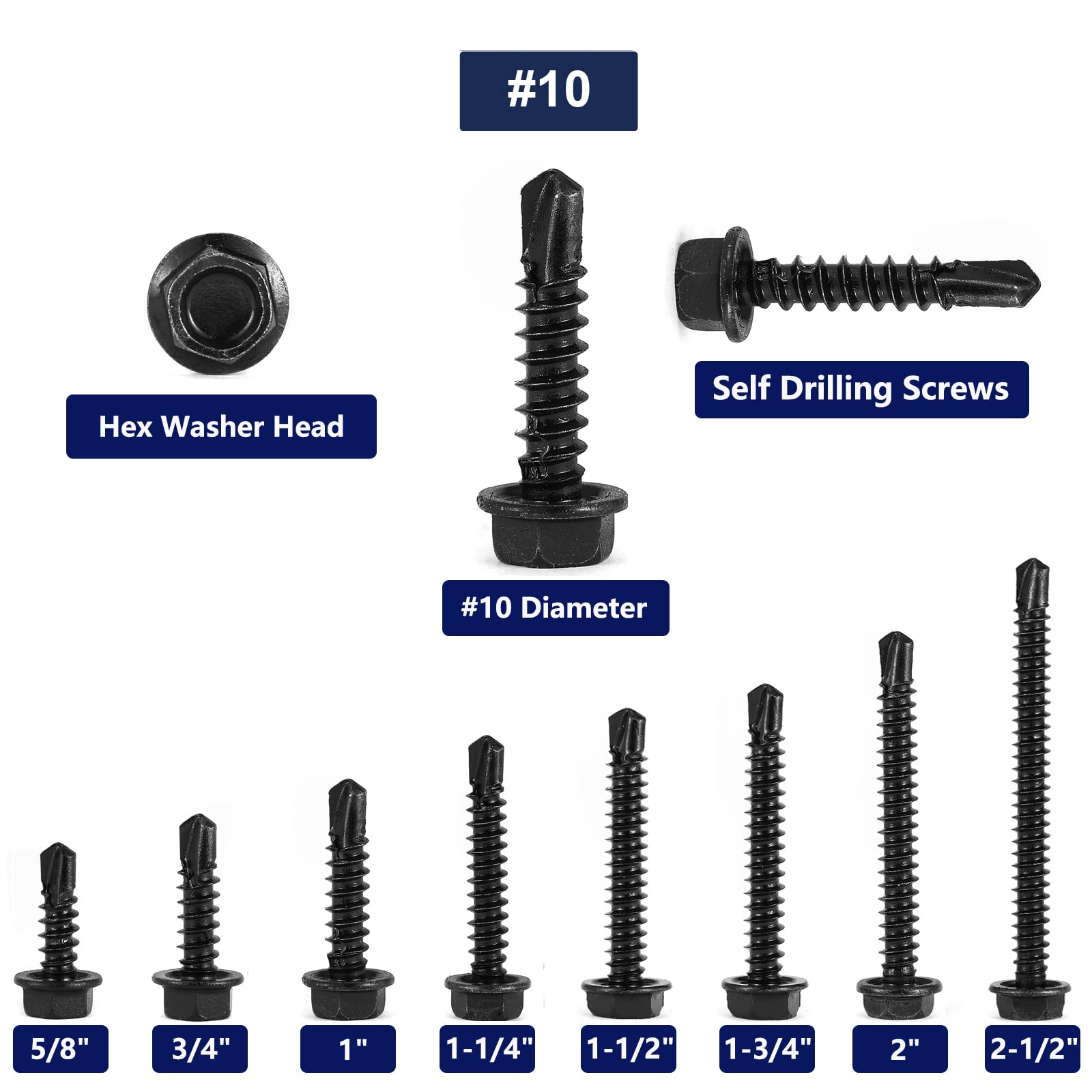 10x Sheet Metal Screws - 410 Stainless Steel -3