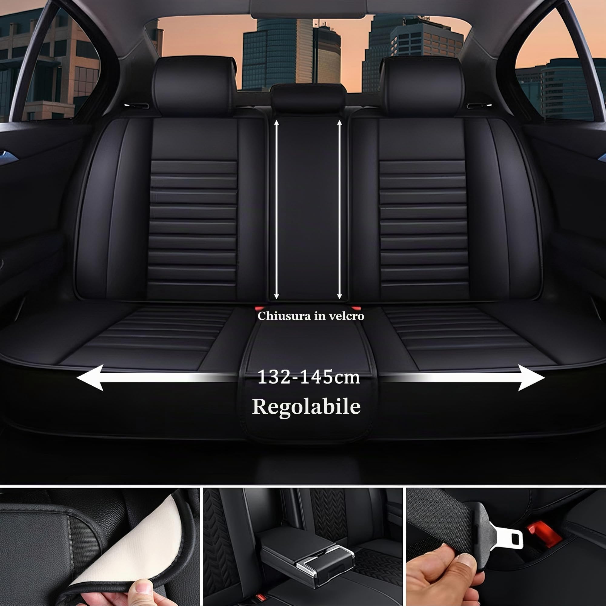Set di 5 coprisedili universali per auto per MG ZS MG5 MG6, in ecopelle, traspirante e impermeabile e antigraffio, colore: nero