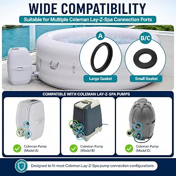 3PCS Replacement Seal Set for Lay-Z-Spa, A B & C Silicone Seal Kit for Lay Z Spa, Bestway, Coleman Hot Tubs, Pump Coupling Sealing Parts, Lazy Spa Seal Washer Accessories, Pool Water Pump Repair Kit