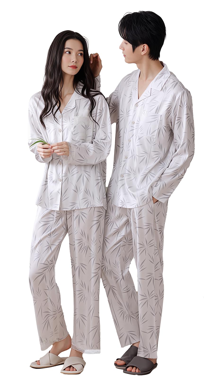 ⭐︎TENERITA⭐︎新品〜ペアパジャマセット Amazon | [レモンツリーセブン] ペアパジャマ 男女2着セット 前開き