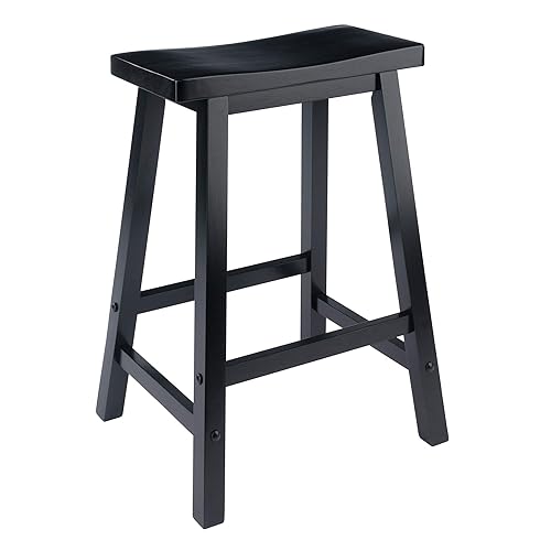 Winsome Satori Saddle Seat Counter Stool, for Kitchen, 24", Black