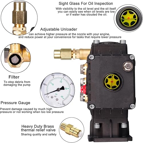 Miniatura 4 de 3000 PSI 3.5 GPM Kit de bomba de lavado a presión de repuesto de émbolo triple horizontal de 34 pulgadas de eje hueco de 34 pulgadas, bomba de