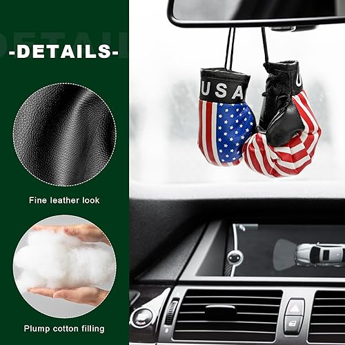 Miniatura 4 de 1 par de mini guantes de boxeo para espejo de automóvil, novedosos guantes de perforación en miniatura, accesorios para colgar espejos de automóvil,