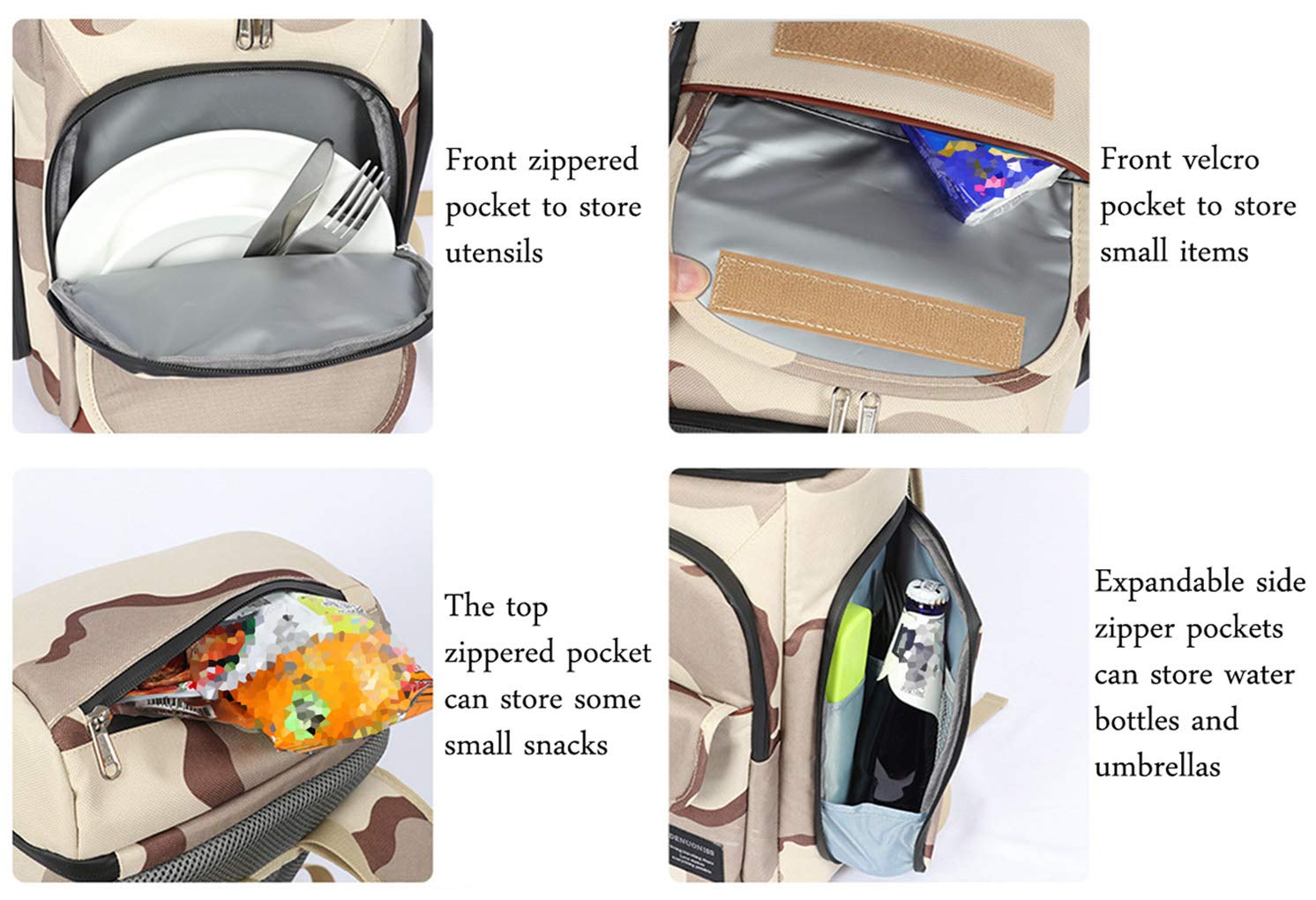 Zaino da Picnic 16 Litri Zaino Termico Porta Pranzo Borsa Frigo Isoterma per Campeggio Barbecue