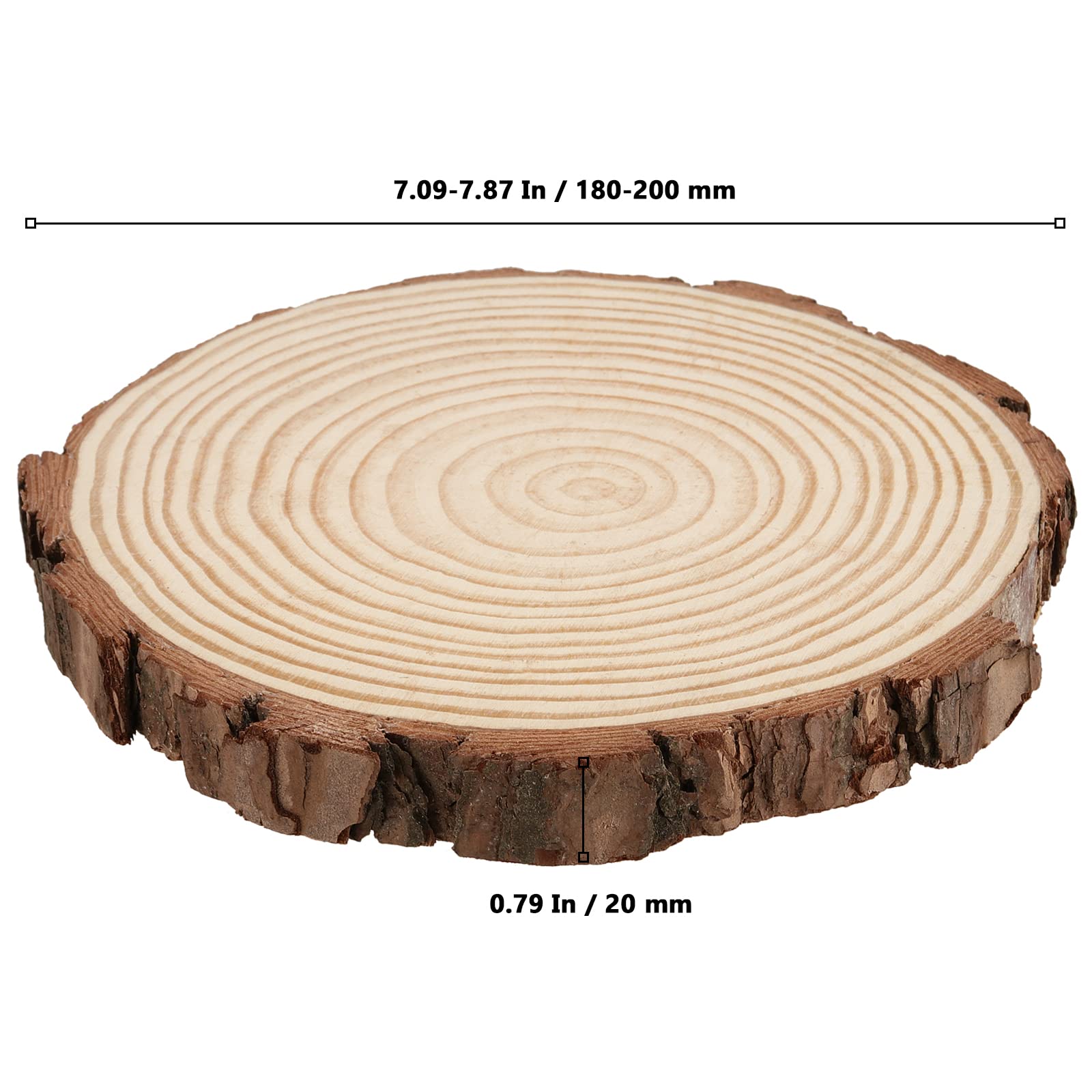 MUKLEI 10 Stück 18–20 cm Holzscheiben, Natürliche Holz Log Scheiben, unlackierte Holzkreise, Holzscheiben zum Basteln, Kunst, Weihnachtsschmuck, Hochzeitsdekoration, Holzuntersetzer