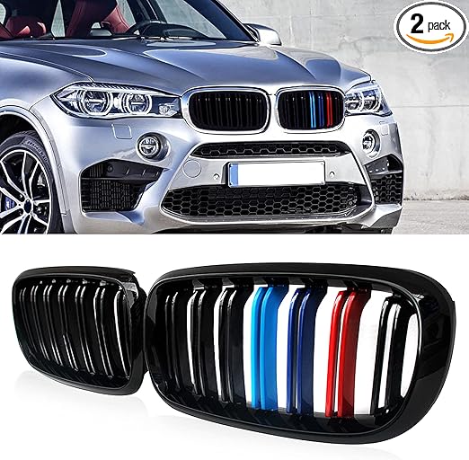 X5 F15 Grill,ATPOEN Grille Front Grille Kidney Double Slats for BMW X5 F15 X6 F16 X5M F85 X6M F86 2014 2015 2016 2017 2018 2019,M-Color