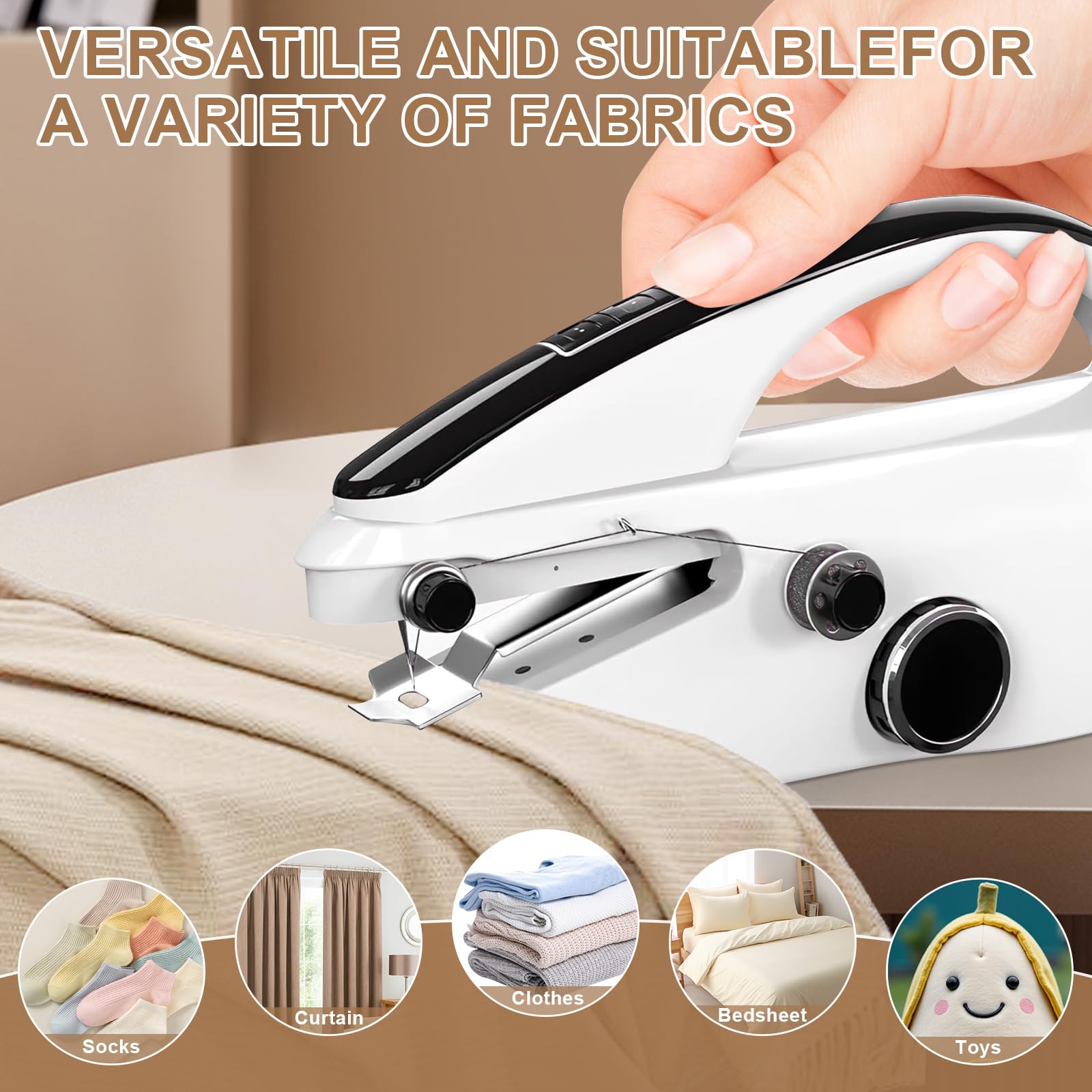 Macchina da Cucire Portatile,Facile da usare Mini macchine da cucire elettriche portatili per principianti con due velocità, con kit di accessori completi, adatto per casa (FRJ-01)