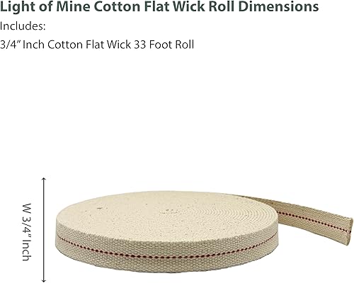 Miniatura 2 de Light Of Mine, mecha plana 100% de algodón, 33 pies, rollo para lámparas de aceite y linternas que funcionan con aceite de parafina y queroseno, con