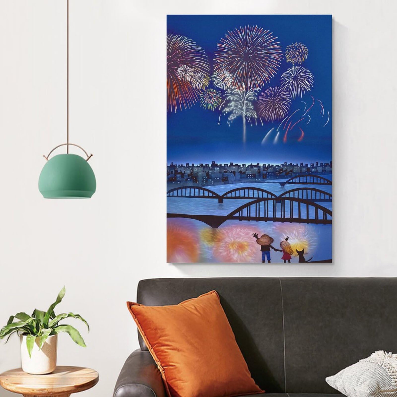 Amazon.co.jp: 藤城清治 花火の想い出 絵画 ポスター 工芸品の装飾品