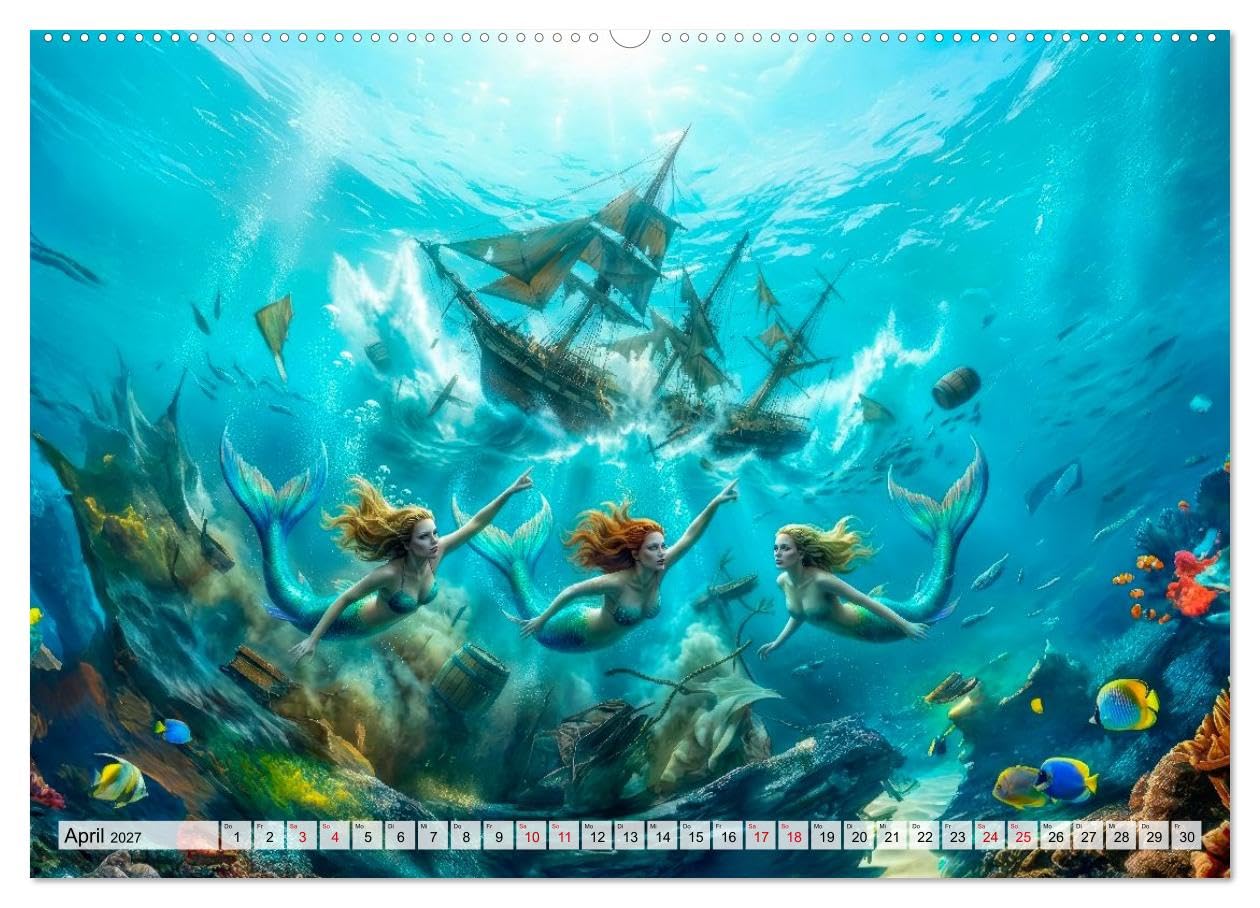 Sirenen - die unheimliche Verlockung (hochwertiger Premium Wandkalender 2027 DIN A2 quer), Kunstdruck in Hochglanz: Tauche ein in eine magische ... jeden Monat des Jahres. (CALVENDO Menschen) | DIN A2 Querformat · Premium-Wandkalender · Tauche ein in eine