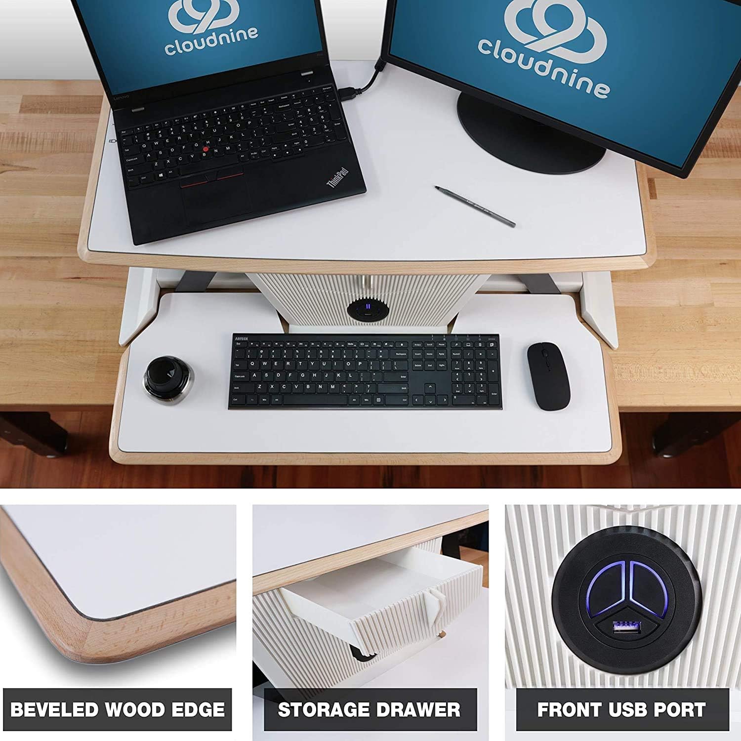 Top Brands Cloud Nine Electric Standing Desk - 36 Inch Height Adjustable Sit Stand Up Converter - Lifts Two Monitors (90 lbs) - Motorized Riser - White 50% Off Discount Cloud Nine Electric Standing Desk - 36 Inch Height Adjustable Sit Stand Up Converter - Lifts Two Monitors (90 lbs) - Motorized Riser - White