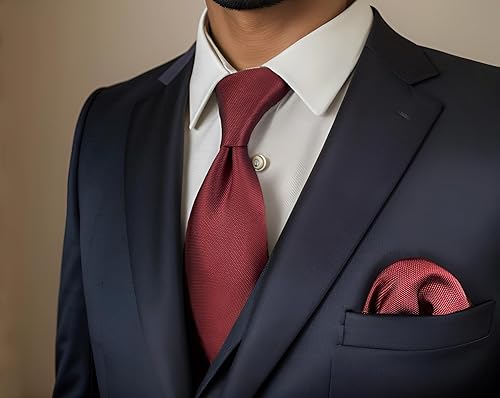 Vista 2 de S&W SHLAX&WING Conjunto de corbata de color sólido y pañuelo de bolsillo para hombre C33