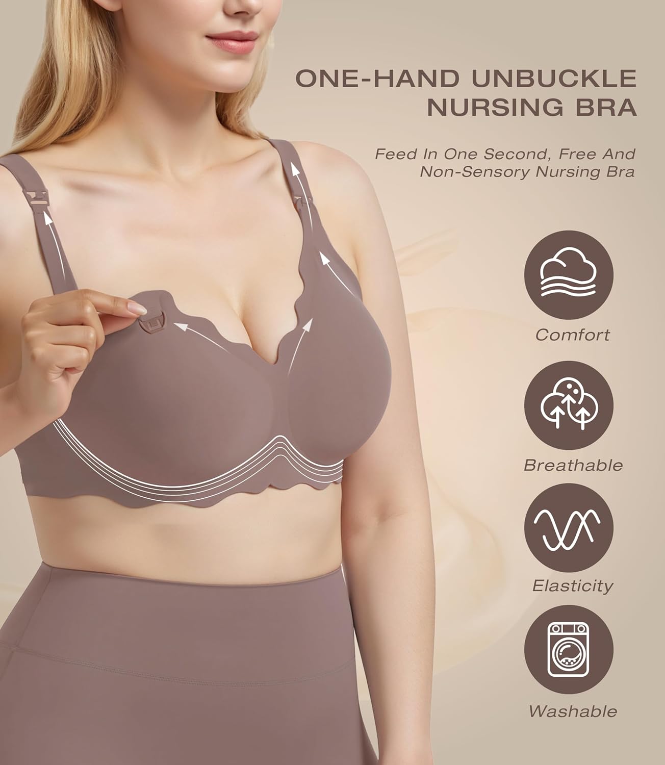 3 Pack Nursing Bras for Breastfeeding, Seamless Maternity Bra Women Pregnancy with Extra Bra Extenders & Clips - Image 5