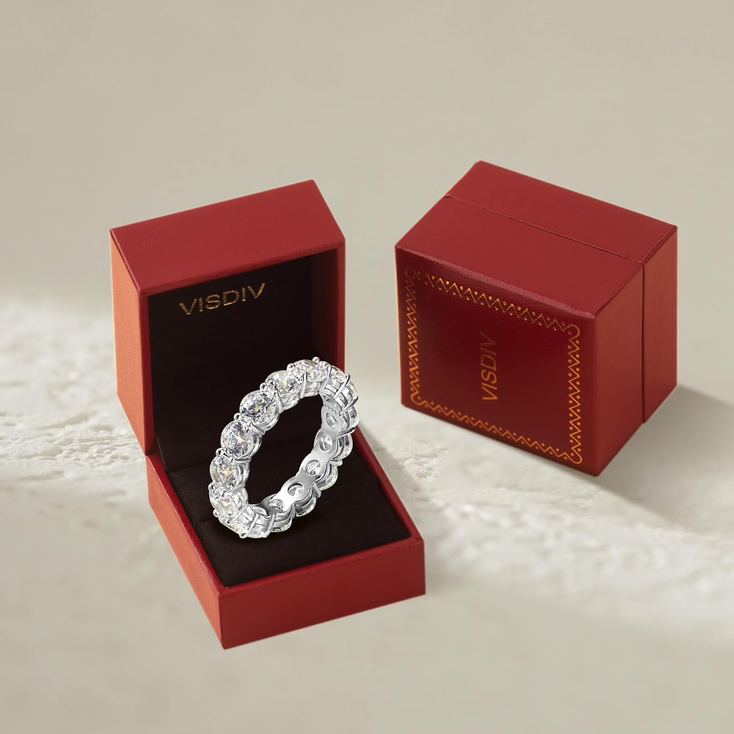 4mm 925 Sterling Silver Rings Gold Engagement Wedding Band Eternity Cubic Zirconia Round Simulated Diamond Stackable Ring for Women - Image 6