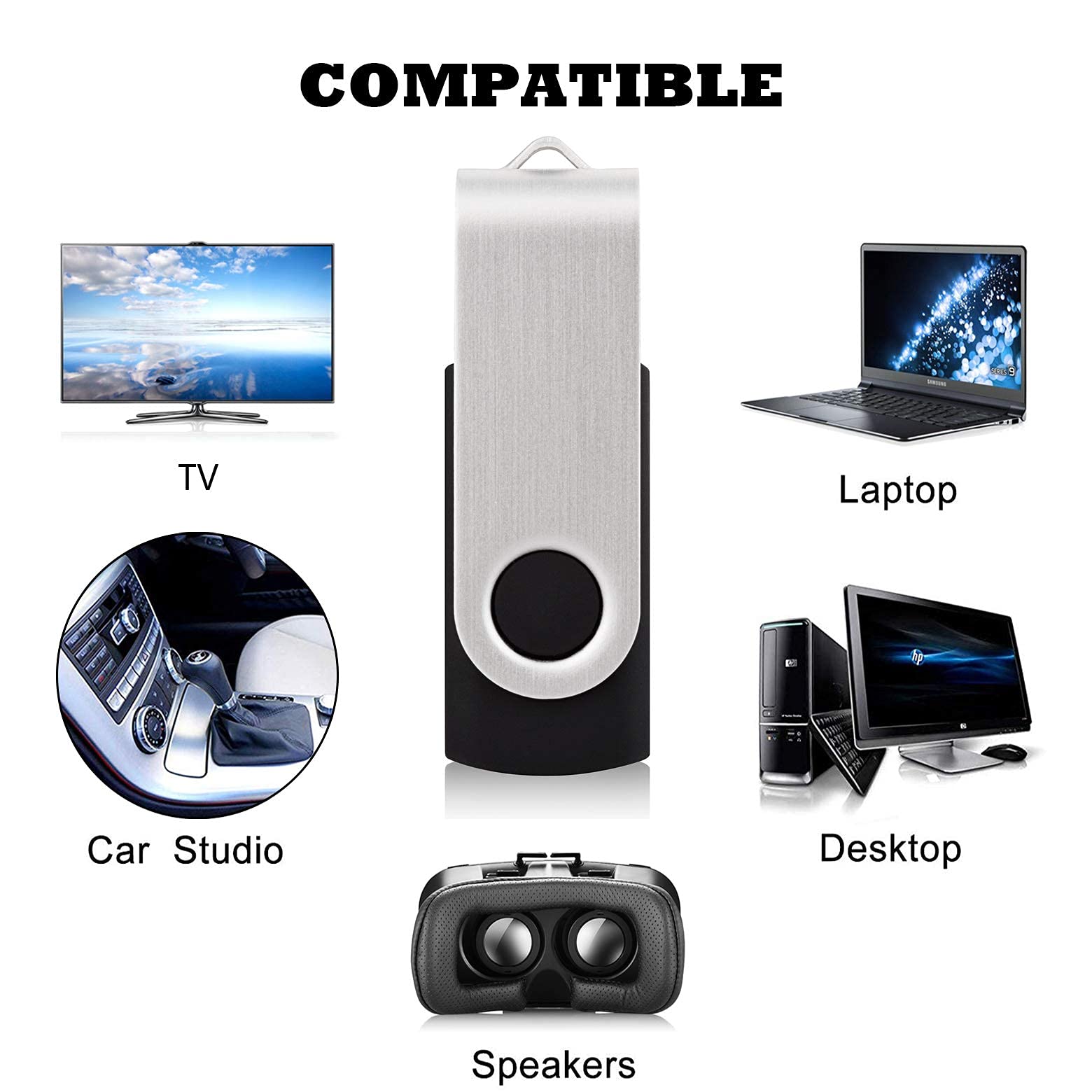 KOOTION Chiavetta USB 2GB 10 Pezzi Pendrive 2 Giga Chiave USB 2.0 Penna USB Chiavette USB, Set 10 Unità Pennetta USB (Nero)