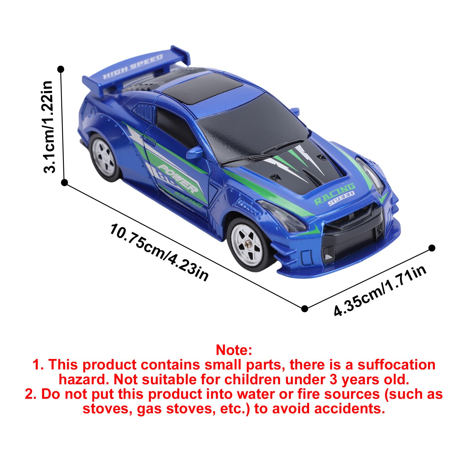 Drift Auto 1:60, 2,4 GHz Mini RC Auto Drift Car, napęd na wszystkie koła, zdalnie sterowany żyroskop, wymienne opony, oświetlenie LED i sterowanie w pełni proporcjonalne, RC (niebieski)