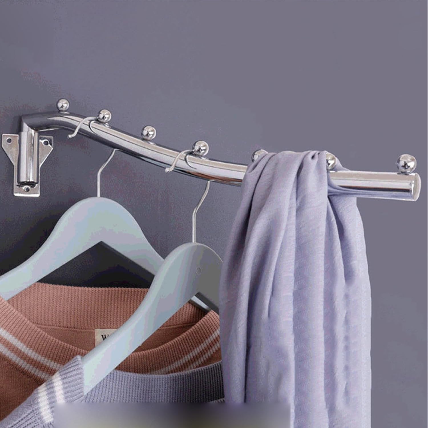 Wall-Mounted Clothes Rack - Rotating Wall Clothes Hanger with Heavy-Duty Cabinet Rod & Swing Arm Holder, 16 Sturdy Drying Racks for Bathroom & Laundry Room