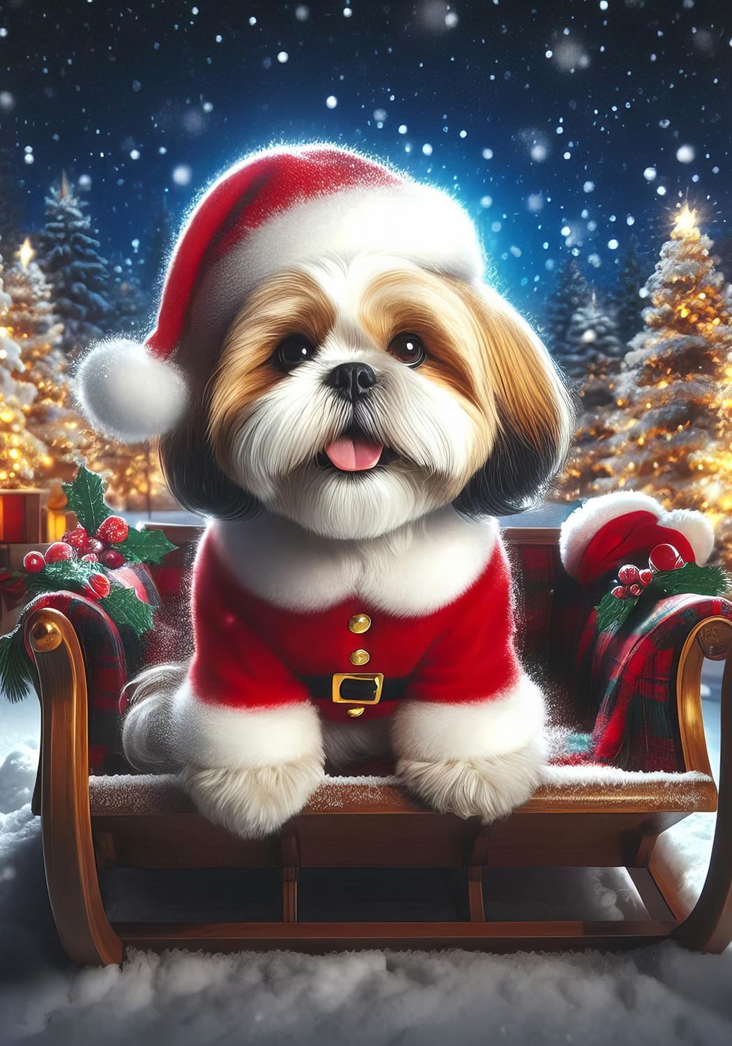 Shih Tzu Brown - Best of Breed DCR Christmas House Flag 28" x 40"