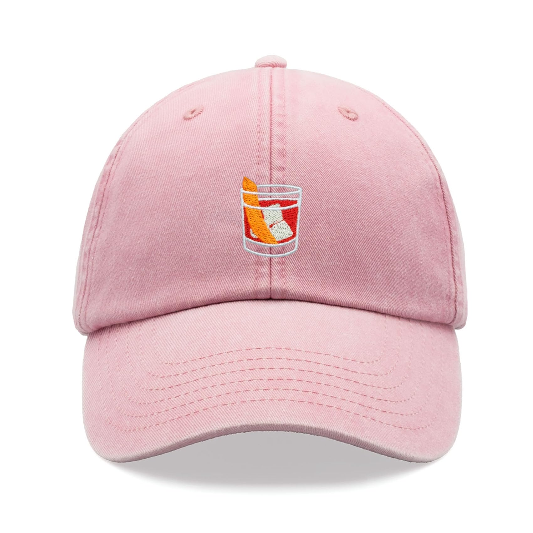 Negroni Cocktail Baseball Cap Vintage Washed Unisex Dad Hat Adjustable Pink