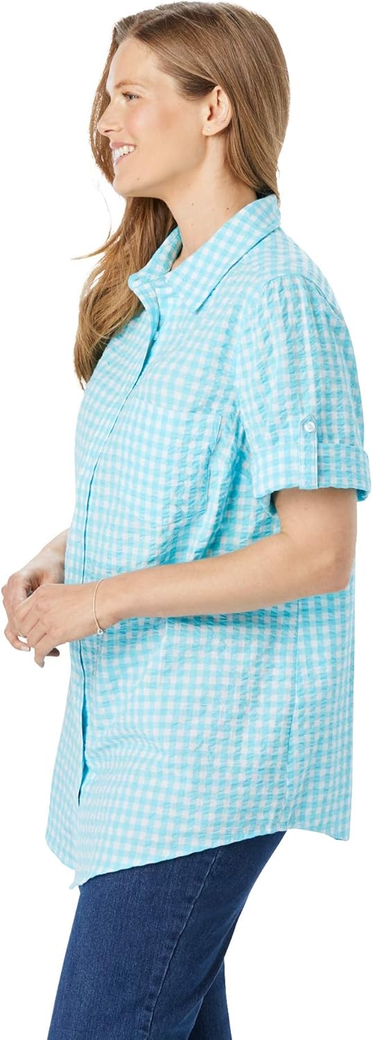 Plus size seersucker tops Clearance