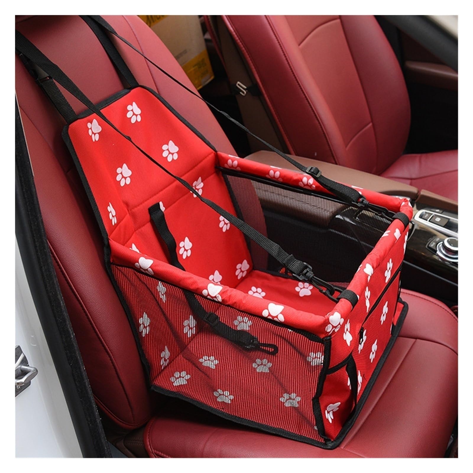 Siège auto pour chien rouge rehausseur étanche pour transport sécurisé de chiot