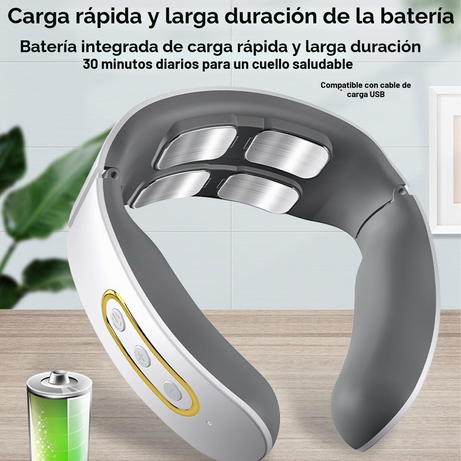 Neuroneck Pro - Neuroneck Pro Masajeador Cervical, Masajeador Cuello Eléctrico Portátil, 6 Modos De Masaje Y Calentamiento, 16 Niveles De Fuerza Ajustables Para Viajes, Familia, Oficina (Blanco)