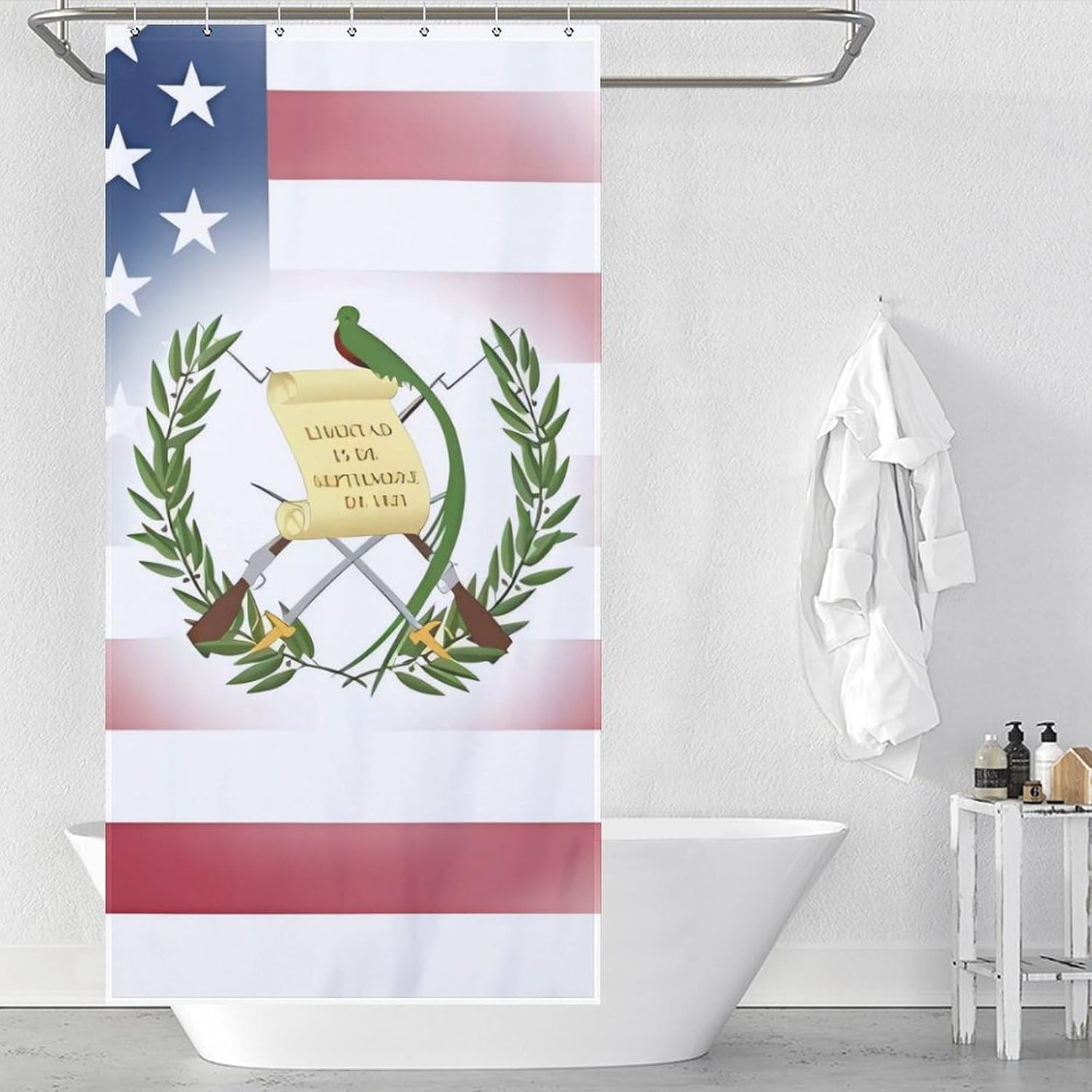 U.S. Guatemala Flag Funny Shower Curtains Washable Bath Curtain Liner with Hooks for Bathroom Bath Tubs