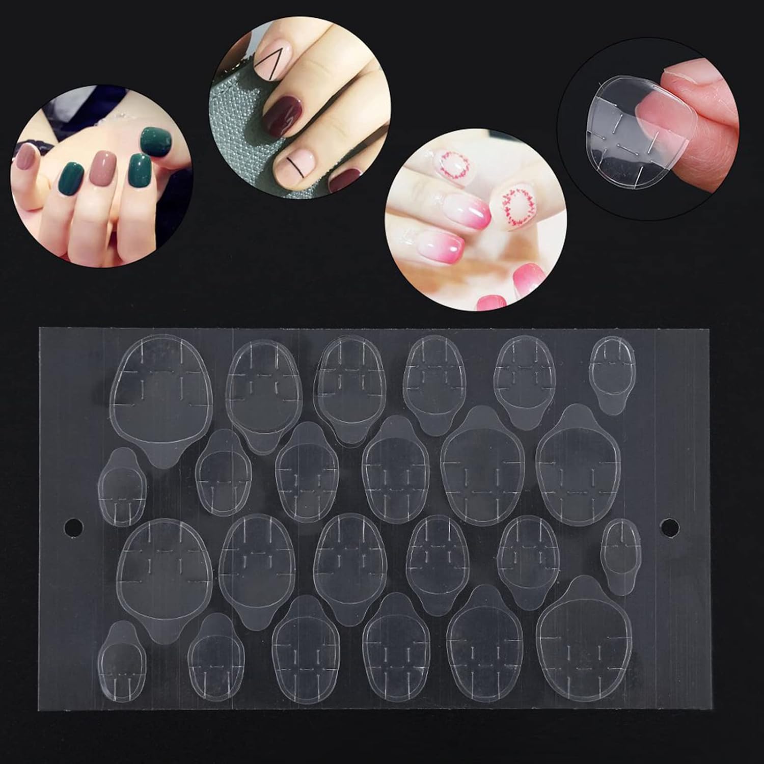 Pilipane Double Sided Adhesive Glue Transparent Clear Sticker Tape Strong Stickiness for False Nail Tips Manicure Tools 10 Sheet 240pcs