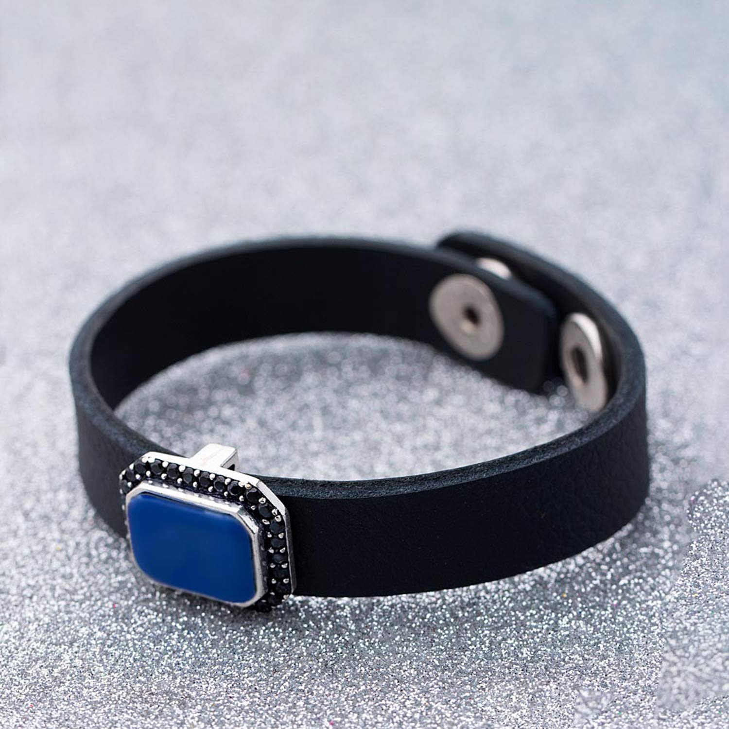 CZ Studded Leather Bracelet