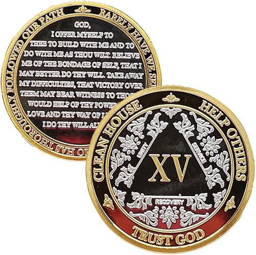 Miniatura 38 de Medallón anónimo de Alcohólicos Anónimos de Plata y Oro 1-60 años (20 años (XX)) Cápsula de Moneda AA Incluida