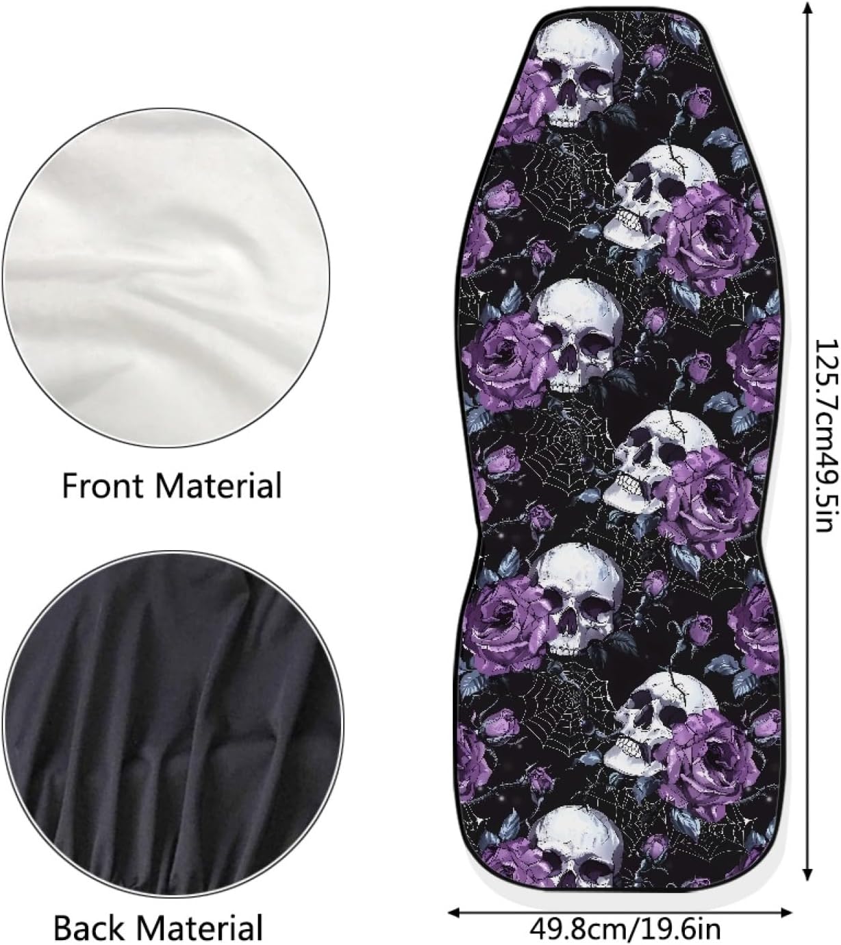 Gothic Skull Seat Covers for Cars Front Seat Purple Rose High Back Bucket Seat Cover 2 Piece Front Seat Cover for Cars SUV Sedan Van