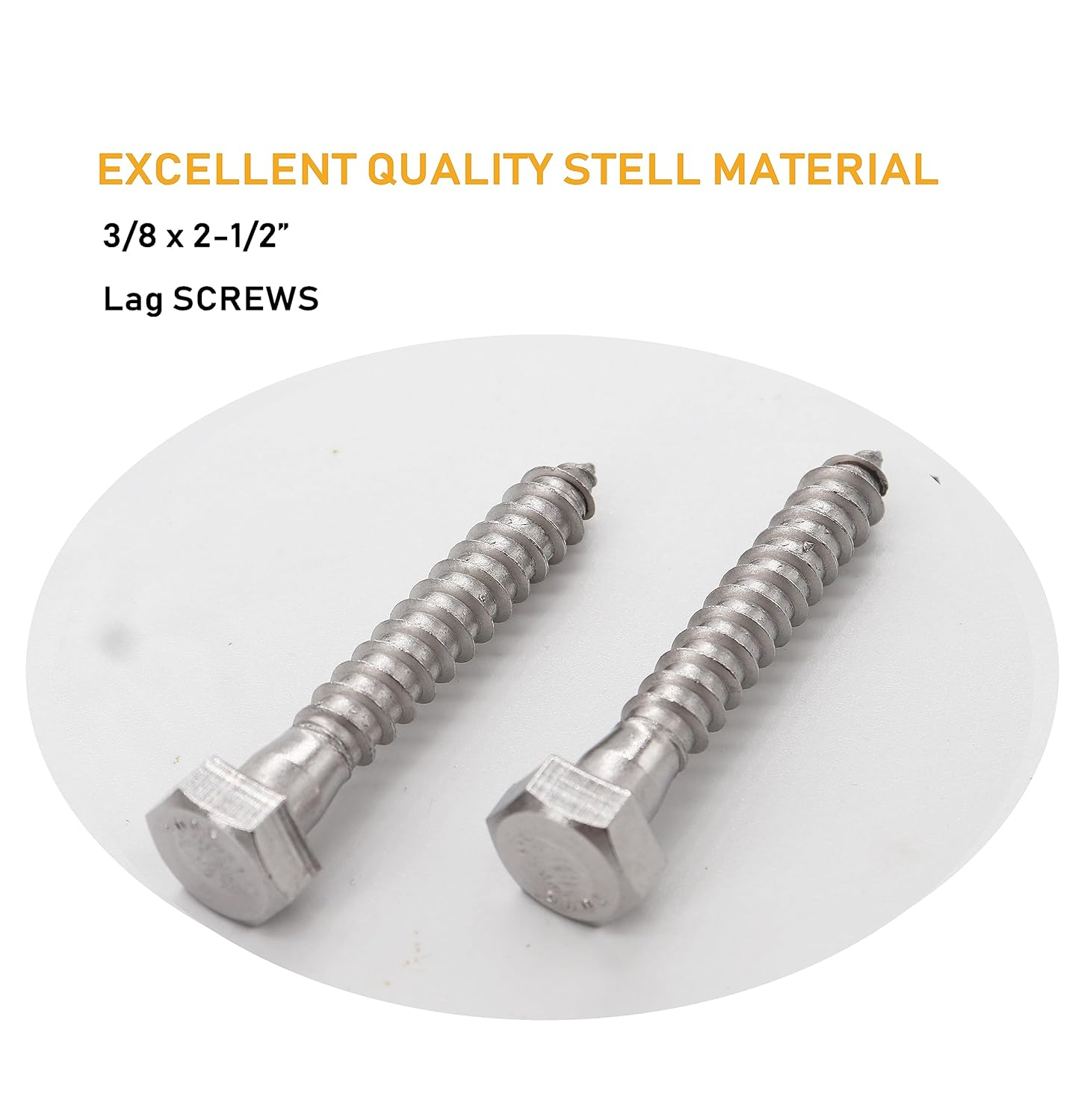 binifiMux 20-Pack 3/8 in. x 2-1/2 in. Hex Cap Head Lag Screws Bolts, Grade 8 18-8 Stainless Steel