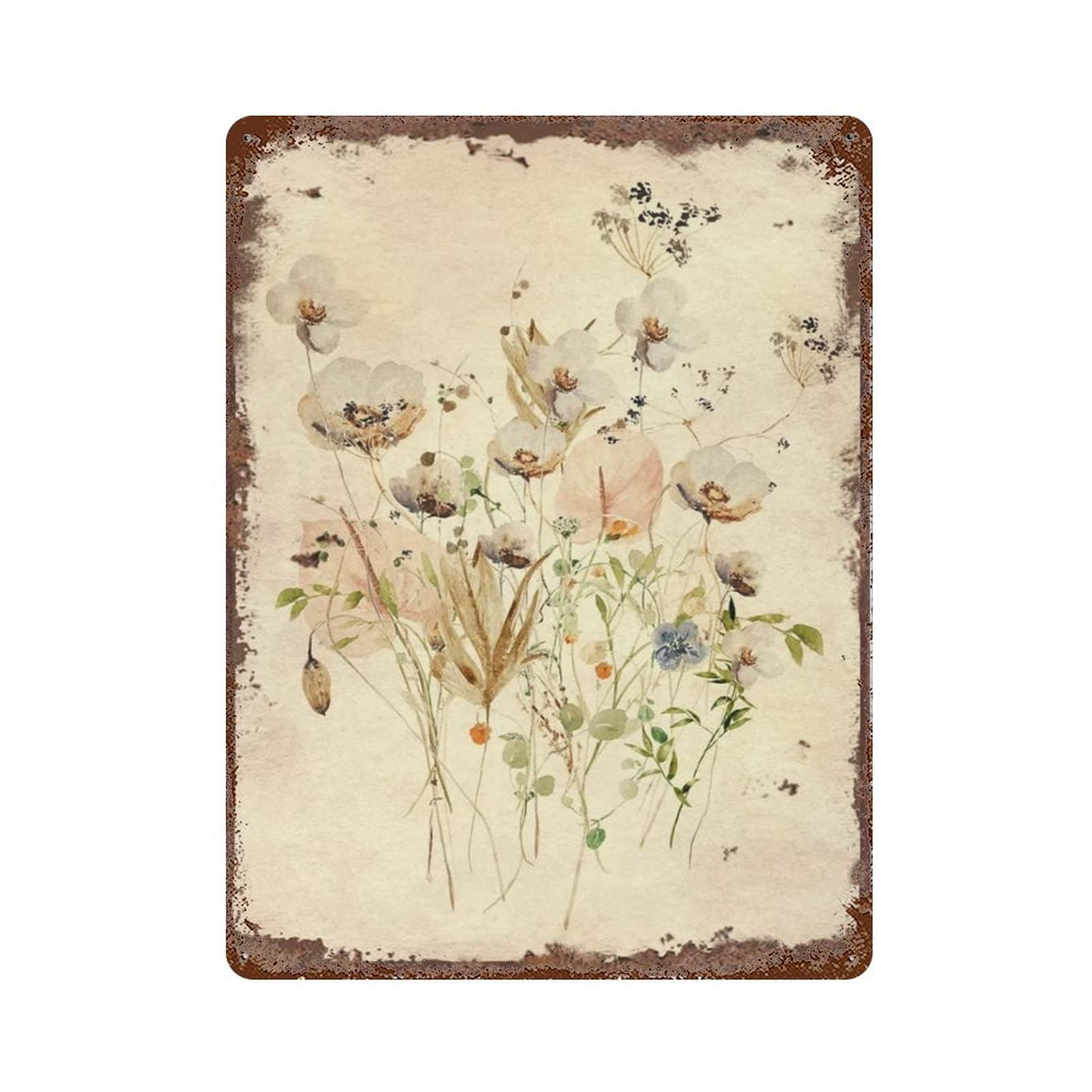 AOOEDM Wildlife Flower Floral Vintage Tin Sign Metal Tin Signs for Man Cave Funny Art Wall Plaque Kitchen Bar Pub Coffee Shop Wall Decor